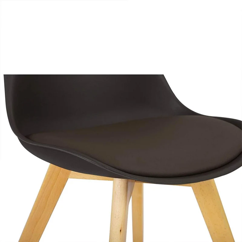 Chaise de salle à manger faux cuir pieds bois marron 19_0000126