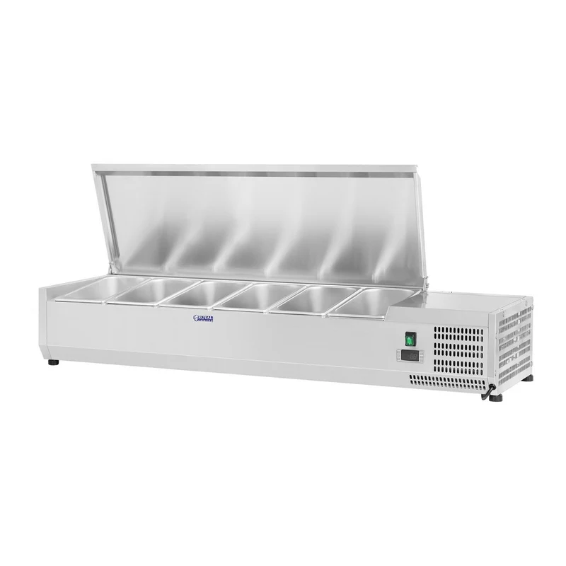 Saladette à poser table comptoir acier inoxydable 140 x 39 cm 5 bacs GN 1/3 14_0003289