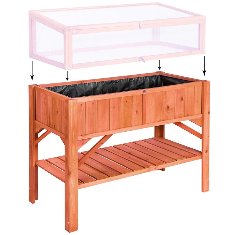 Potager sur pied bac de jardinage idéal pour les petites terrasses et balcons 119 cm pin 08_0000261