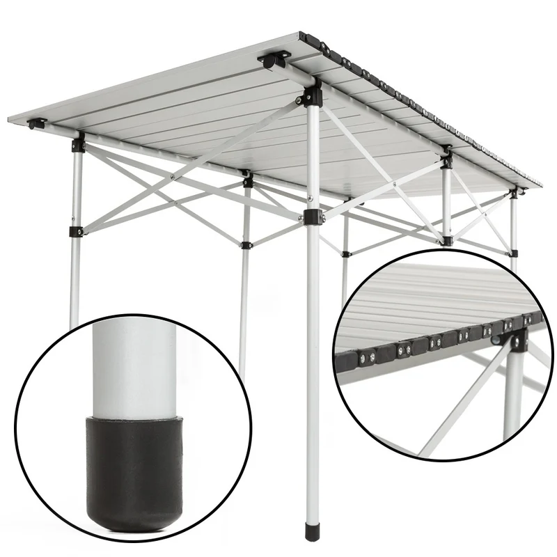 Table de camping jardin pique-nique aluminium pliante 140x70 cm + sac 2008034