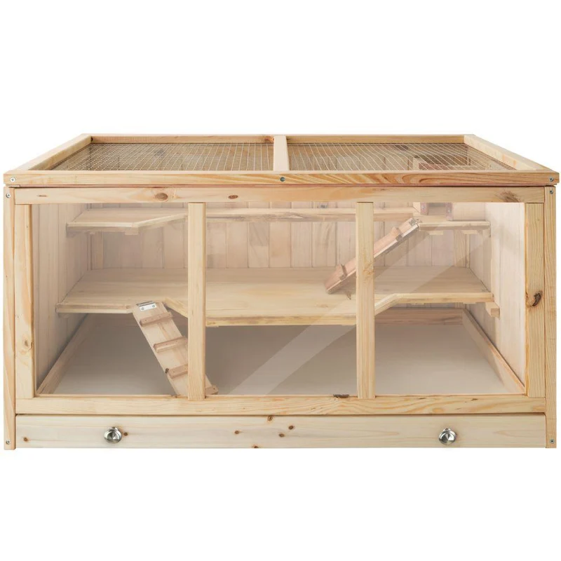 Cage à hamster cochon d’inde petits rongeurs en bois plusieurs étages avec rampes tiroir intégré pour un nettoyage facile 95 x 50 x 50 cm 3708168