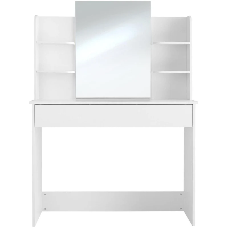 Coiffeuse avec miroir et tiroir table de maquillage en bois design moderne meuble blanc 08_0000212