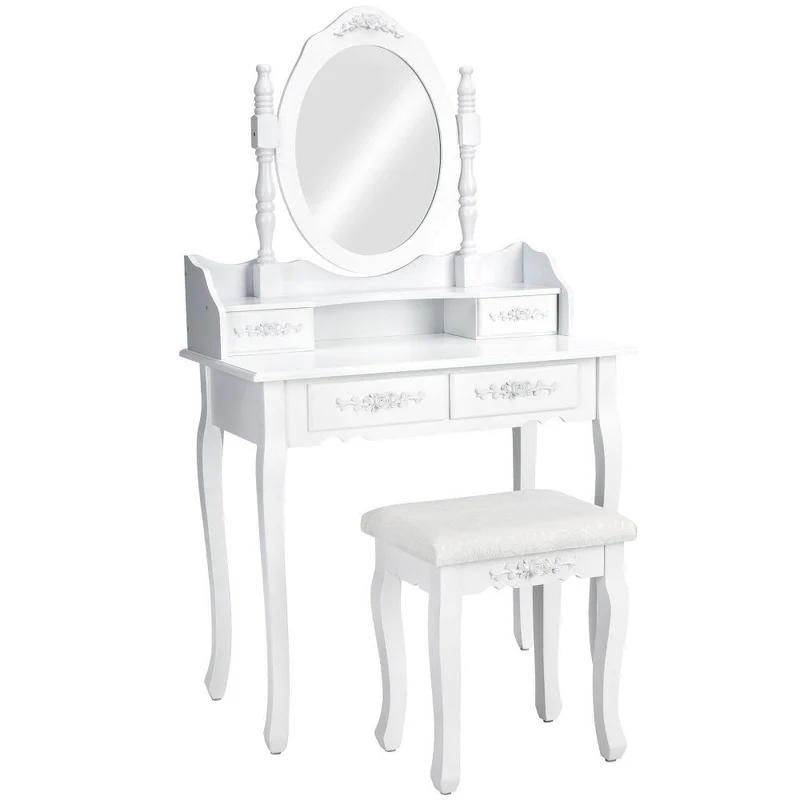 Table de maquillage au look classique tabouret stable doté d’un rembourrage confortable 1408008