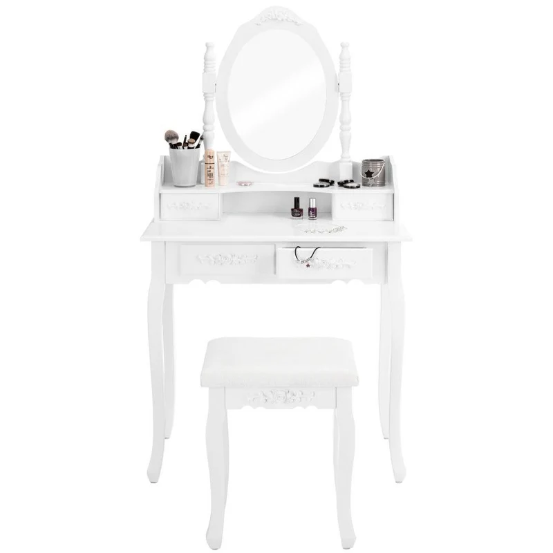 Table de maquillage au look classique tabouret stable doté d’un rembourrage confortable 1408008