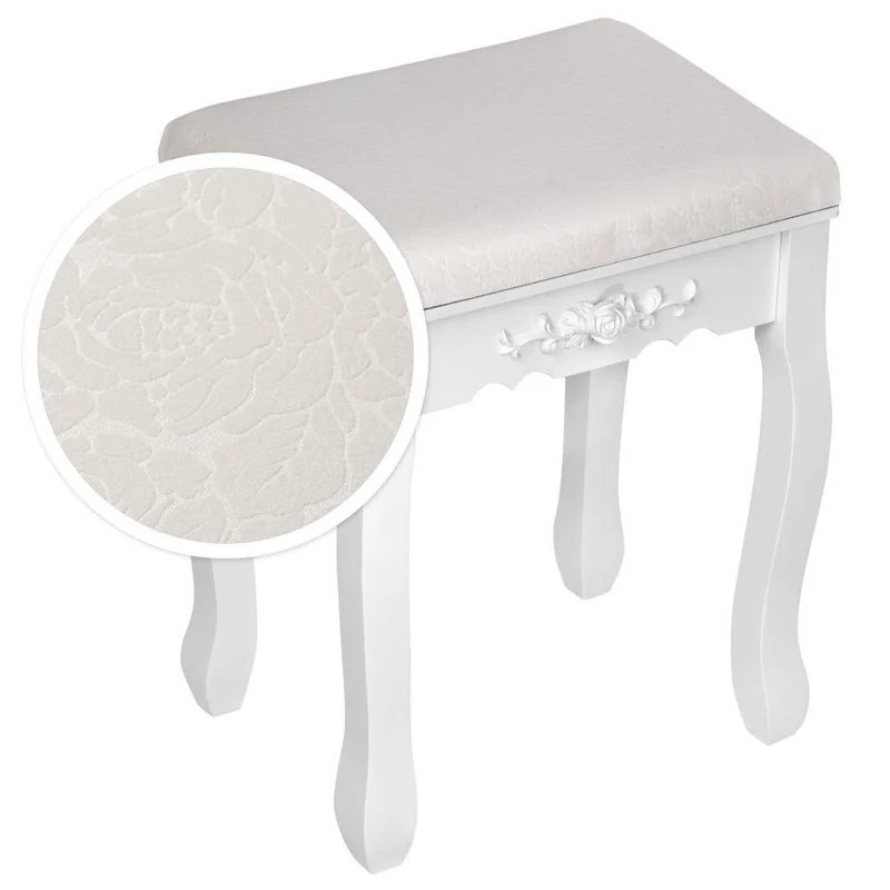 Table de maquillage au look classique tabouret stable doté d’un rembourrage confortable 1408008