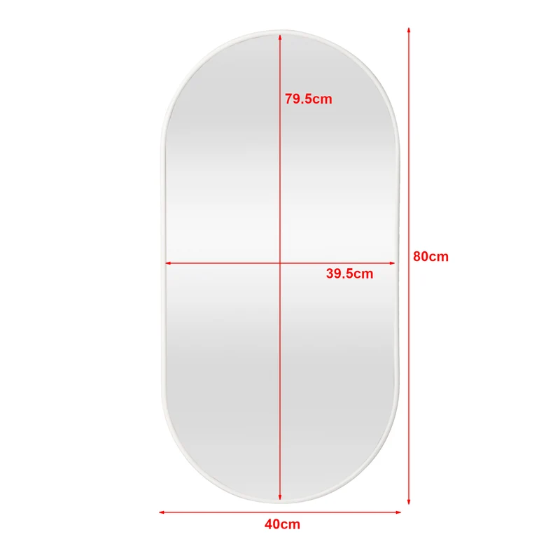 Miroir mural ovale 40 x 80 cm blanc mat 03_0007954