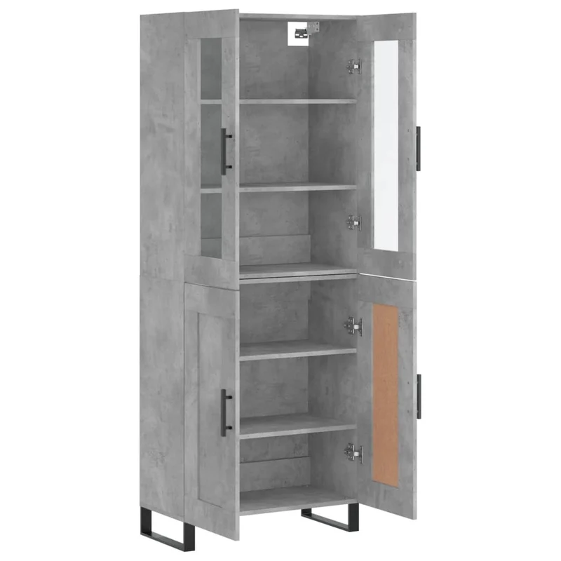 Buffet bahut commode armoire meuble de rangement organisateur cuisine salle de séjour salon haut 69,5 x 34 x 180 cm bois d'ingénierie gris 02_0034569