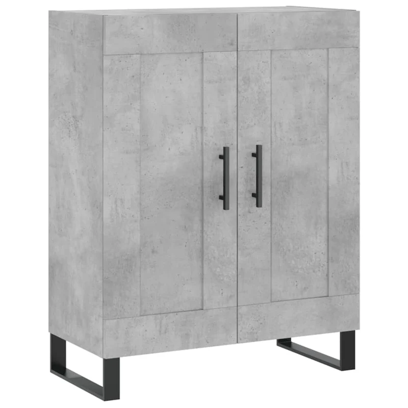 Buffet bahut commode armoire meuble de rangement organisateur cuisine salle de séjour salon haut 69,5 x 34 x 180 cm bois d'ingénierie gris 02_0034569