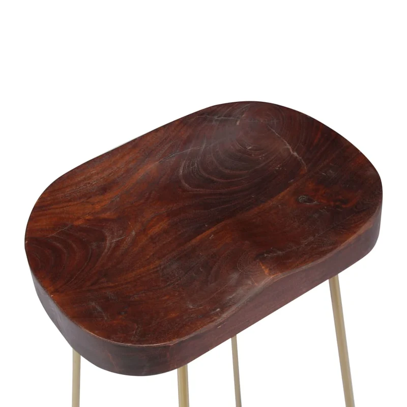Lot de deux tabourets de bar design chaise siège bois de manguier massif 1202077