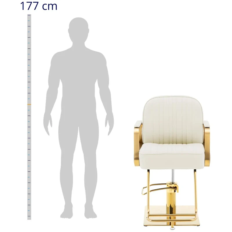 Fauteuil de coiffeur avec repose-pieds 200 kg inoxydable crème doré 14_0008957