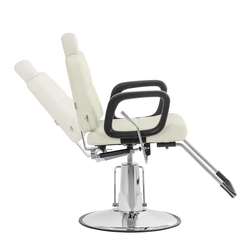 Fauteuil de coiffeur avec appui-tête et repose-pieds 92 x 61 x 87 cm 150 kg PU beige 14_0008966