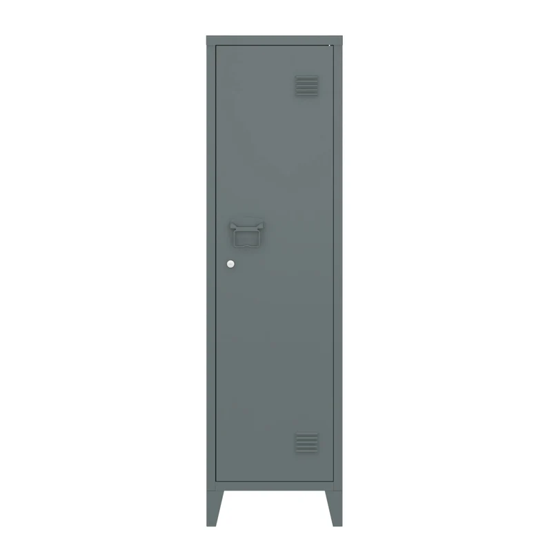 Armoire étagère meuble de rangement à casier métallique vérouillable 137 x 38 x 38 cm gris foncé 03_0008947