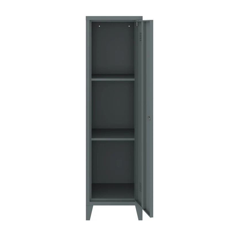 Armoire étagère meuble de rangement à casier métallique vérouillable 137 x 38 x 38 cm gris foncé 03_0008947