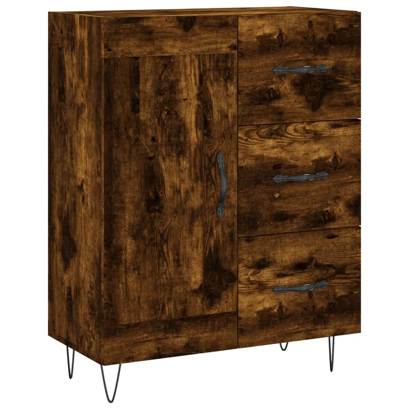 Buffet bahut commode armoire meuble de rangement organisateur cuisine salle de séjour salon haut 69,5 x 34 x 180 cm bois d'ingénierie marron 02_0033437