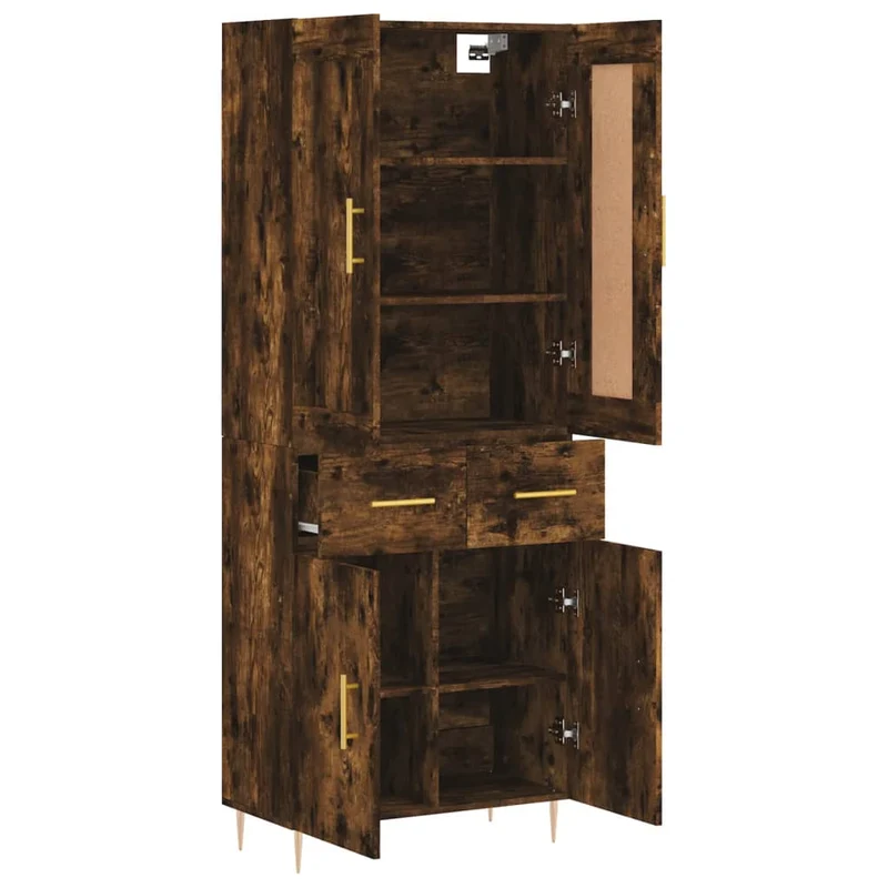 Buffet bahut commode armoire meuble de rangement organisateur cuisine salle de séjour salon haut 69,5 x 34 x 180 cm bois d'ingénierie marron 02_0033410