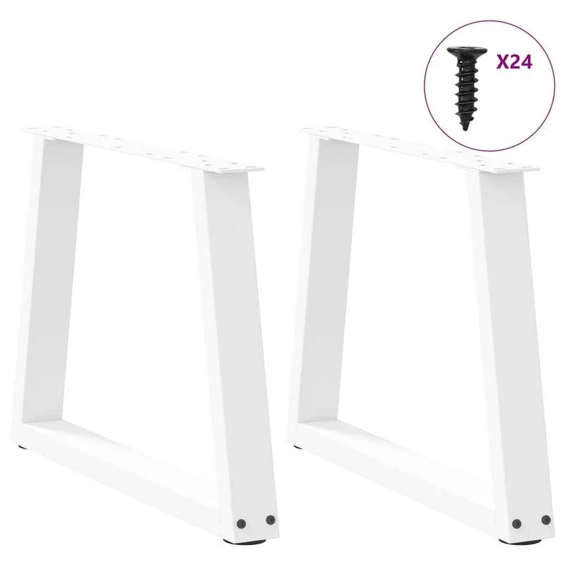 Lot de 2 pieds de table basse en forme de V 60 x 42-43,3 cm stable moderne en acier blanc 02_0056848