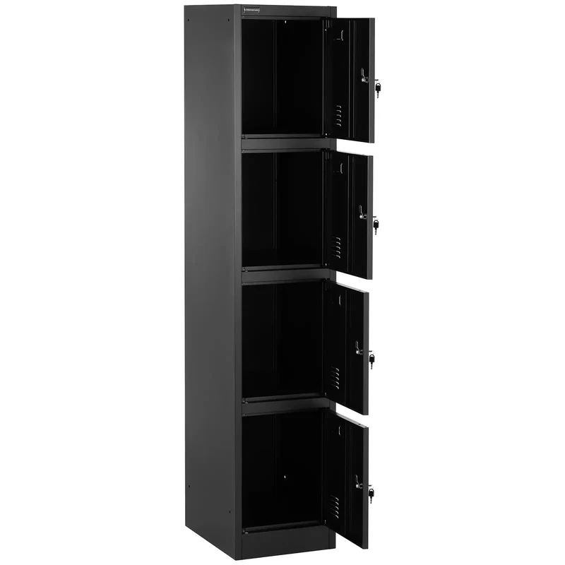 Casier vestiaire métallique 4 casiers avec étagères verrouillable 80 kg acier anthracite noir 14_0008549