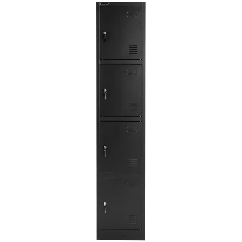 Casier vestiaire métallique 4 casiers avec étagères verrouillable 80 kg acier anthracite noir 14_0008549