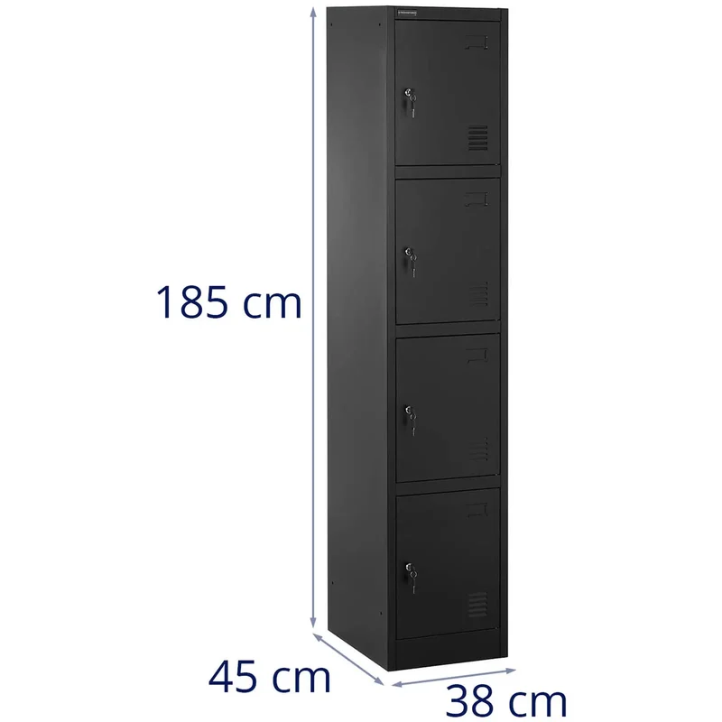 Casier vestiaire métallique 4 casiers avec étagères verrouillable 80 kg acier anthracite noir 14_0008549