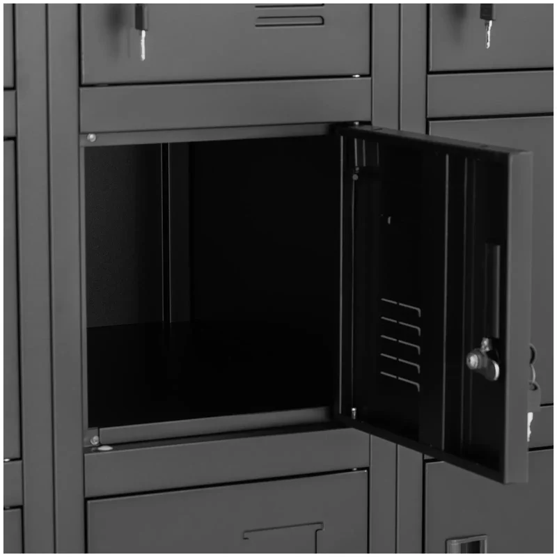 Casier vestiaire métallique 18 étagères verrouillable 200 kg tôle d'acier laminé à froid anthracite noir 14_0008545