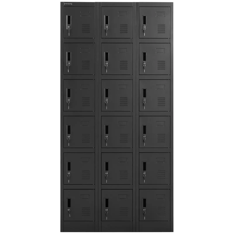 Casier vestiaire métallique 18 étagères verrouillable 200 kg tôle d'acier laminé à froid anthracite noir 14_0008545
