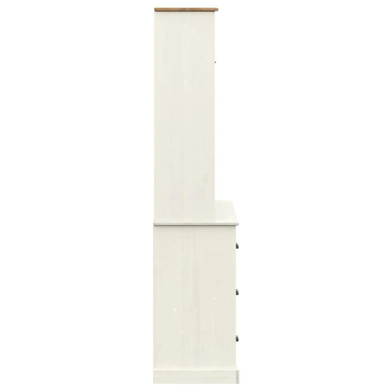 Buffet bahut commode armoire meuble de rangement organisateur cuisine salle de séjour salon haut 78 x 40 x 175 cm bois massif de pin blanc 02_0035660