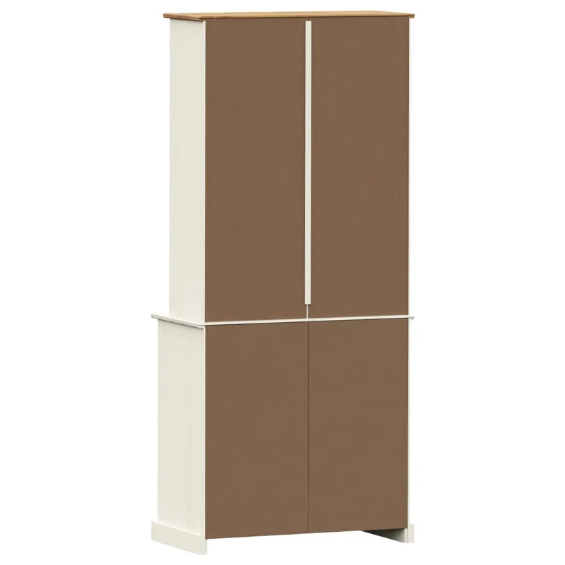 Buffet bahut commode armoire meuble de rangement organisateur cuisine salle de séjour salon haut 78 x 40 x 175 cm bois massif de pin blanc 02_0035660