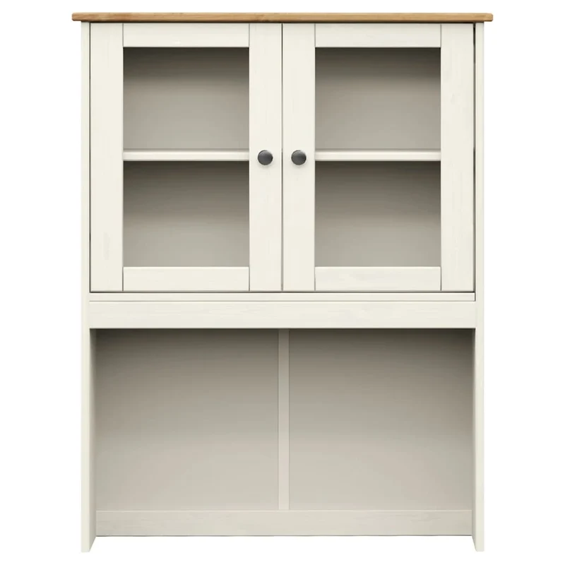 Buffet bahut commode armoire meuble de rangement organisateur cuisine salle de séjour salon haut 80 x 40 x 176 cm bois massif de pin blanc 02_0035662