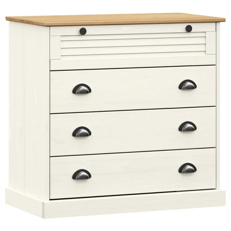 Buffet bahut commode armoire meuble de rangement organisateur cuisine salle de séjour salon haut 80 x 40 x 176 cm bois massif de pin blanc 02_0035662