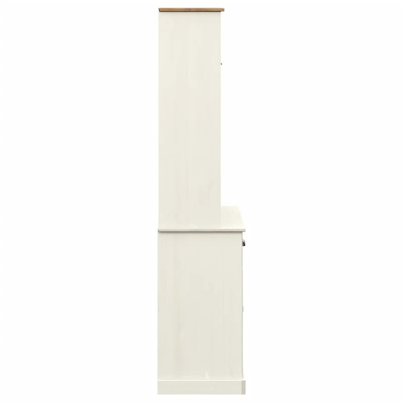 Buffet bahut commode armoire meuble de rangement organisateur cuisine salle de séjour salon haut 78 x 40 x 175 cm bois massif de pin blanc 02_0035661