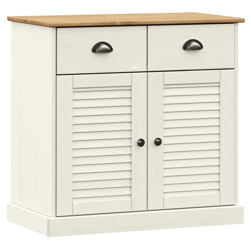 Buffet bahut commode armoire meuble de rangement organisateur cuisine salle de séjour salon haut 78 x 40 x 175 cm bois massif de pin blanc 02_0035661
