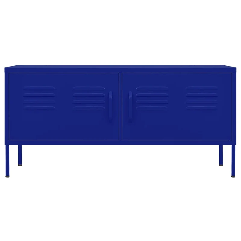 Meuble TV multimédia étagère télévision buffet téléviseur salle à manger salon chambre marine 105 x 35 x 50 cm Acier bleu 02_0027686