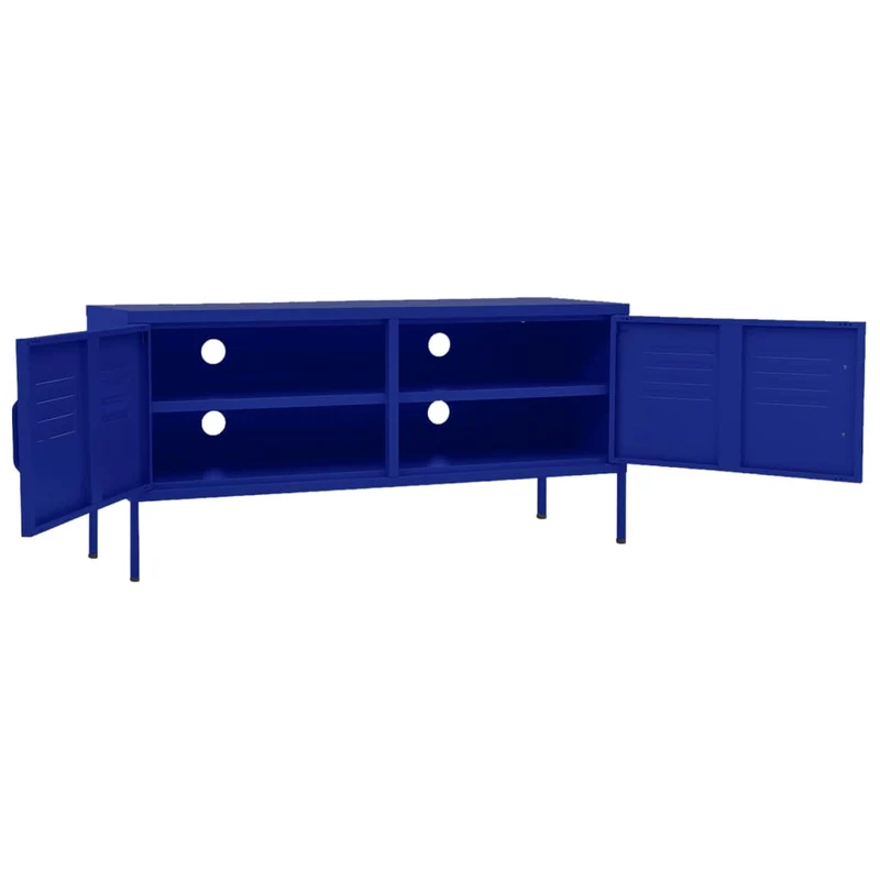 Meuble TV multimédia étagère télévision buffet téléviseur salle à manger salon chambre marine 105 x 35 x 50 cm Acier bleu 02_0027686
