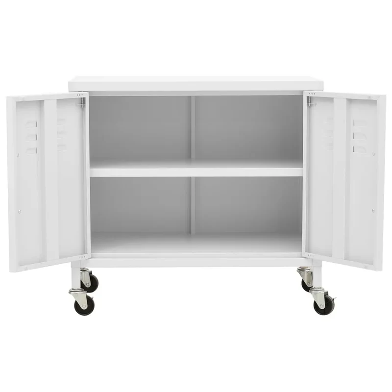 Armoire de rangement mobile avec étagère réglable 60 x 35 x 56 cm en acier blanc 02_0046902