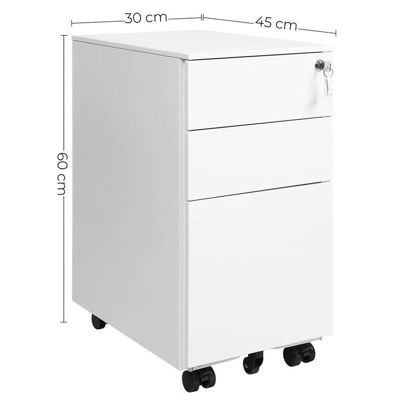 Lot de 2 caissons de rangement avec organisateurs et barres pour dossiers suspendus 30 x 45 x 60 cm en acier blanc 12_0011651