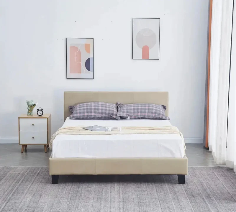 Cadre de Lit MELBOURNE - Cadre de Lit Design avec Tête de Lit Haute, Moderne et Élégant - De 140 à 160 cm