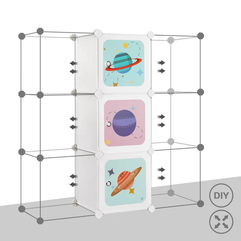 Meuble de rangement enfant modulable 123 x 31 x 123 cm pour vêtements jouets livres en design moderne blanc 12_0010868