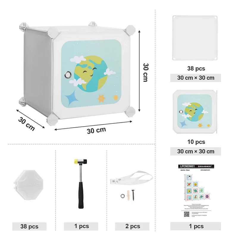 Meuble de rangement enfant modulable 123 x 31 x 123 cm pour vêtements jouets livres en design moderne blanc 12_0010868