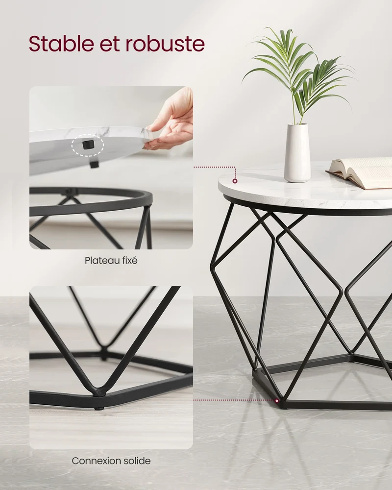 Lot de 2 tables d'appoint rustiques design contemporain 50 x 50 x 50 cm en aggloméré marron 12_0009792