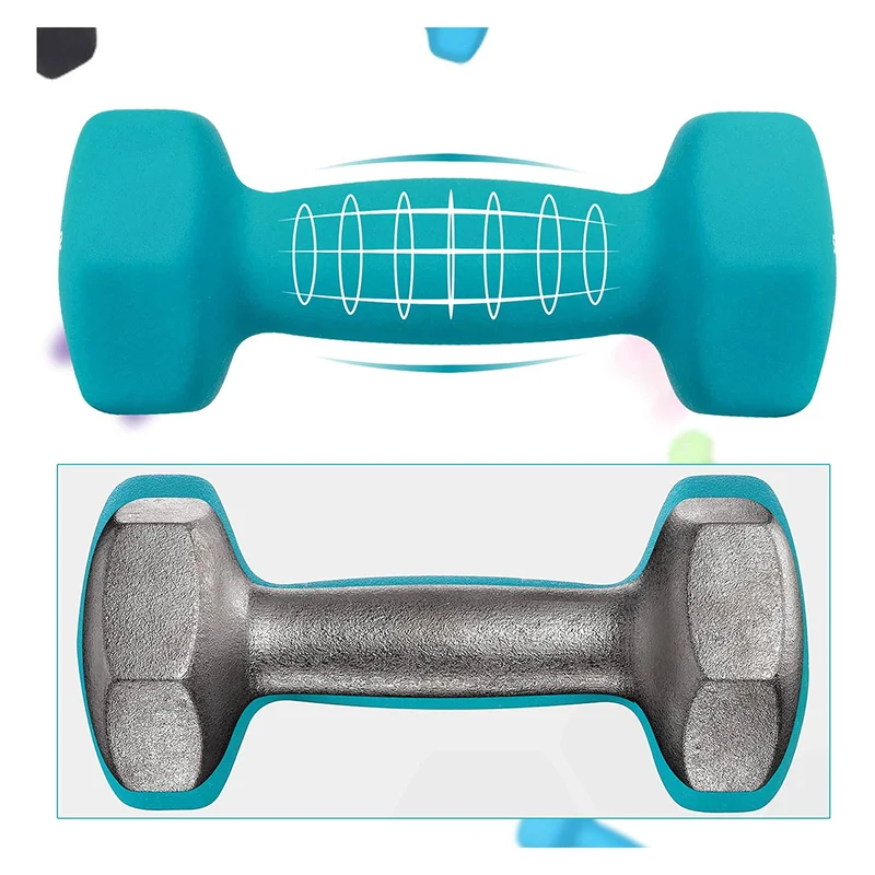 Lot de 6 haltères pour musculation entraînement à domicile 1 kg 2 kg 3 kg rangement pratique en néoprène vert 12_0008879