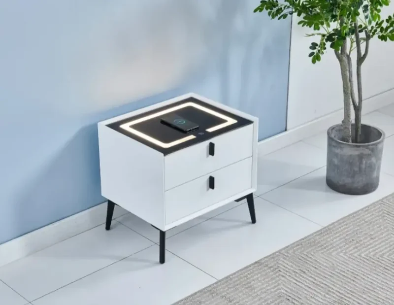 Table de chevet avec LED et Chargeur Induction SMARTLIGHT - 50 x 40 cm