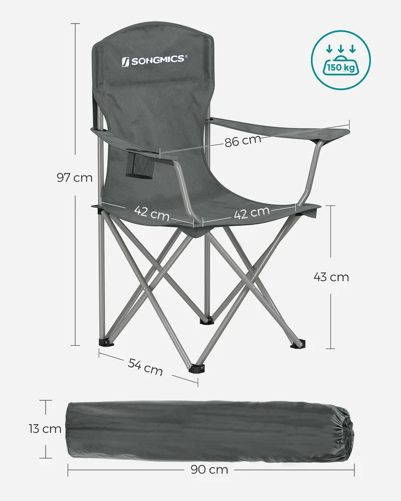 Chaise pliante camping lot de 2 chaise de pêche extérieur dossier haut accoudoir porte-gobelet portable capacité 150 kg camping jardin pêche terrasse 12_0004963