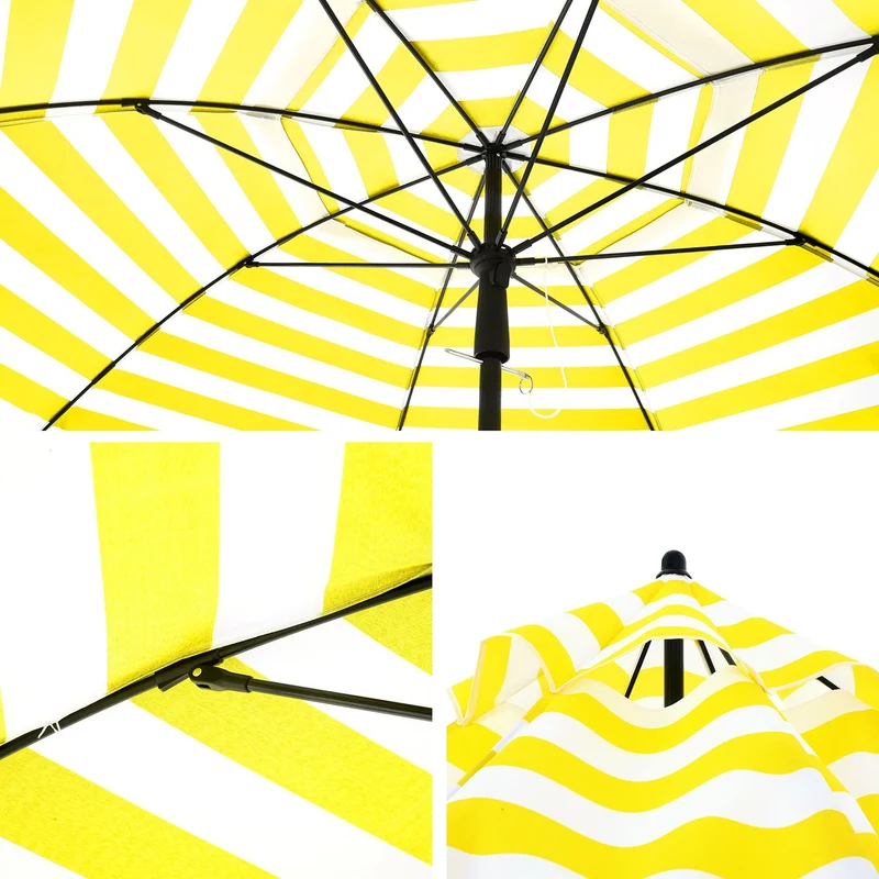 Parasol de plage ø 1 6 m ombrelle de jardin protection upf 50+ inclinable portable résistant au vent baleines en fibre de verre avec sac rayures jaunes et blanches gpu60yw 12_0001756