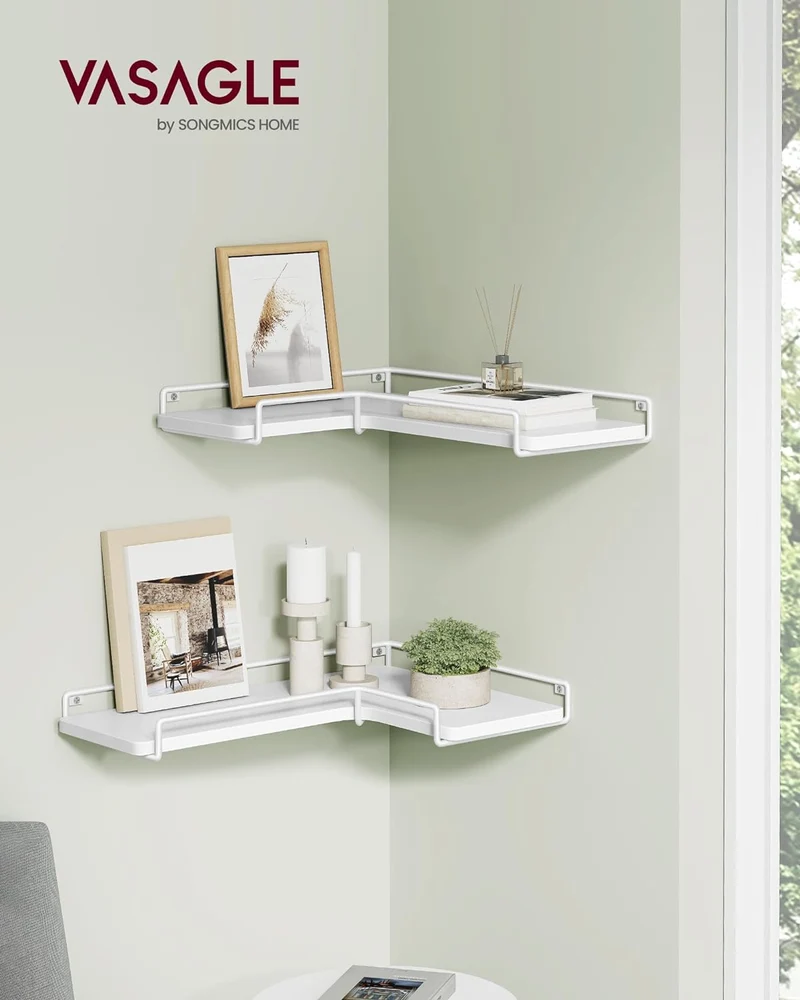 Lot de 2 étagères suspendues design épuré rangement mural 40 x 29 x 14 cm en panneau d'aggloméré blanc 12_0011395
