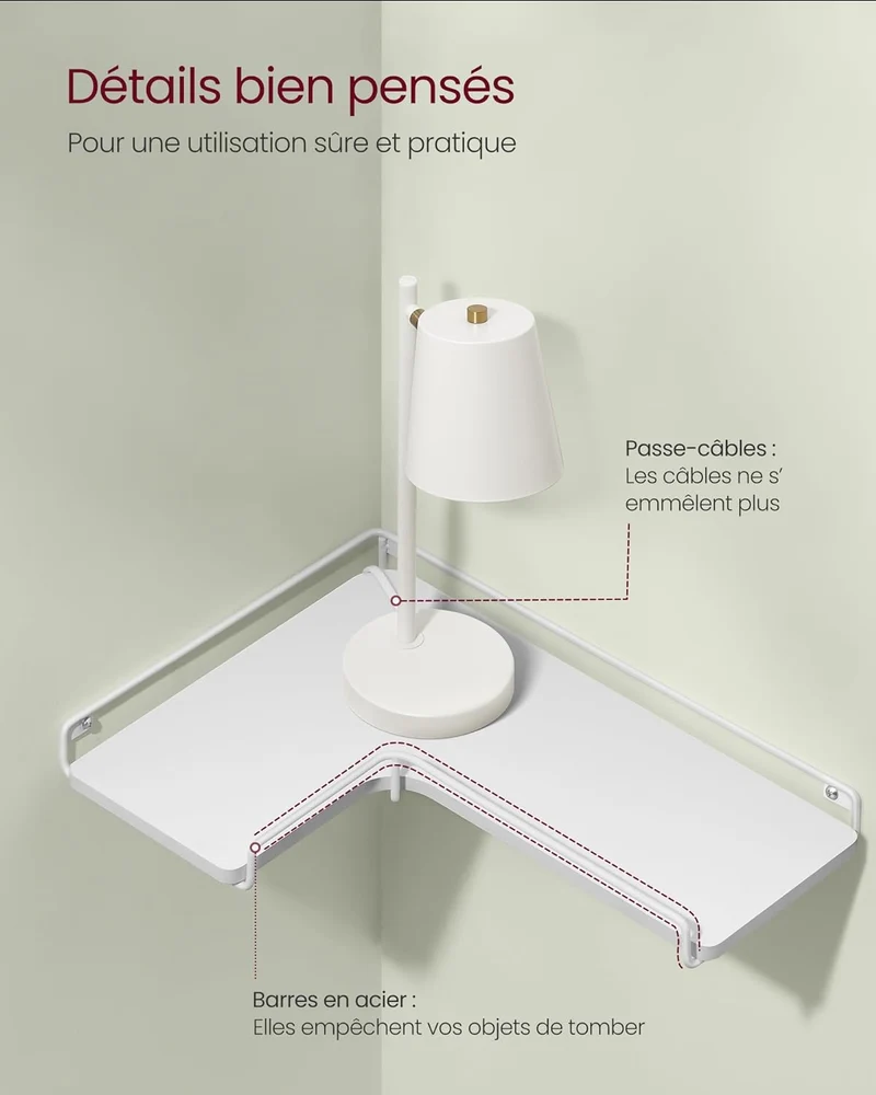 Lot de 2 étagères suspendues design épuré rangement mural 40 x 29 x 14 cm en panneau d'aggloméré blanc 12_0011395