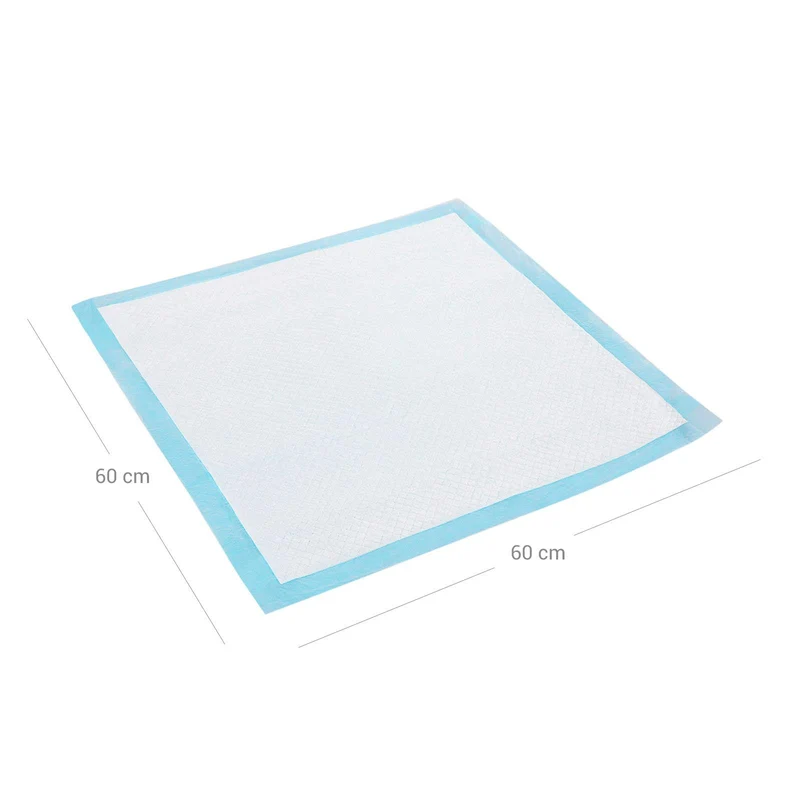 Lot de 100 tapis éducateurs super absorbants anti-fuite 60 x 60 cm pour chiots en polythène bleu 12_0008967
