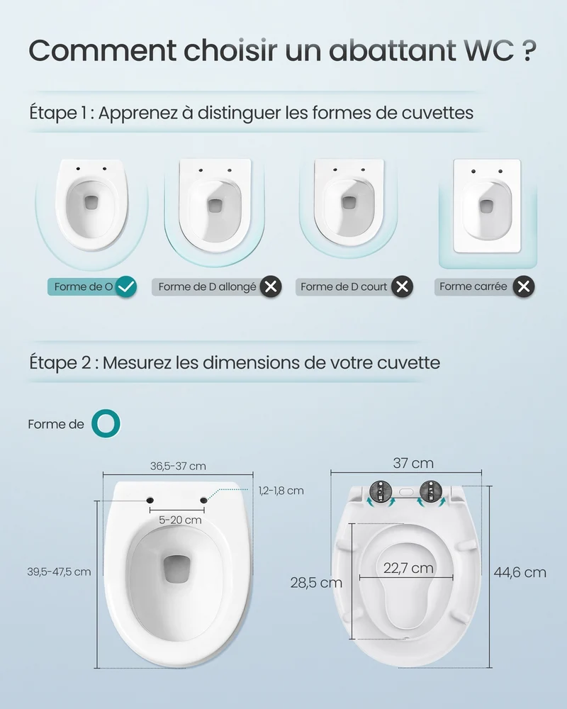 Abattant WC forme O avec frein de chute 44,6 x 37 cm installation facile design moderne en résine urée-formol blanc 12_0012160