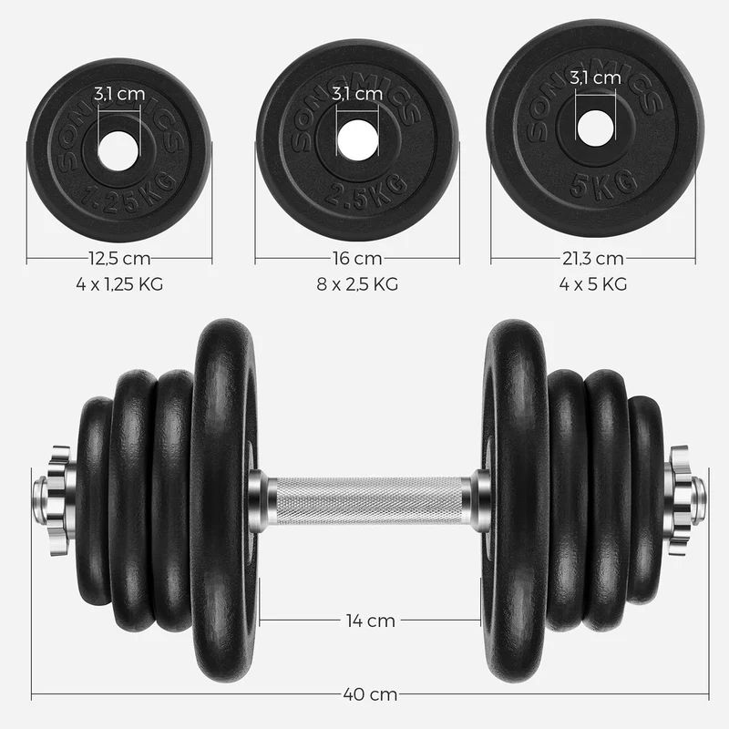 Lot de 2 haltères courts en fonte pour entraînement musculaire efficace 30 x 15 x 15 cm ergonomiques en fer noir 12_0009831