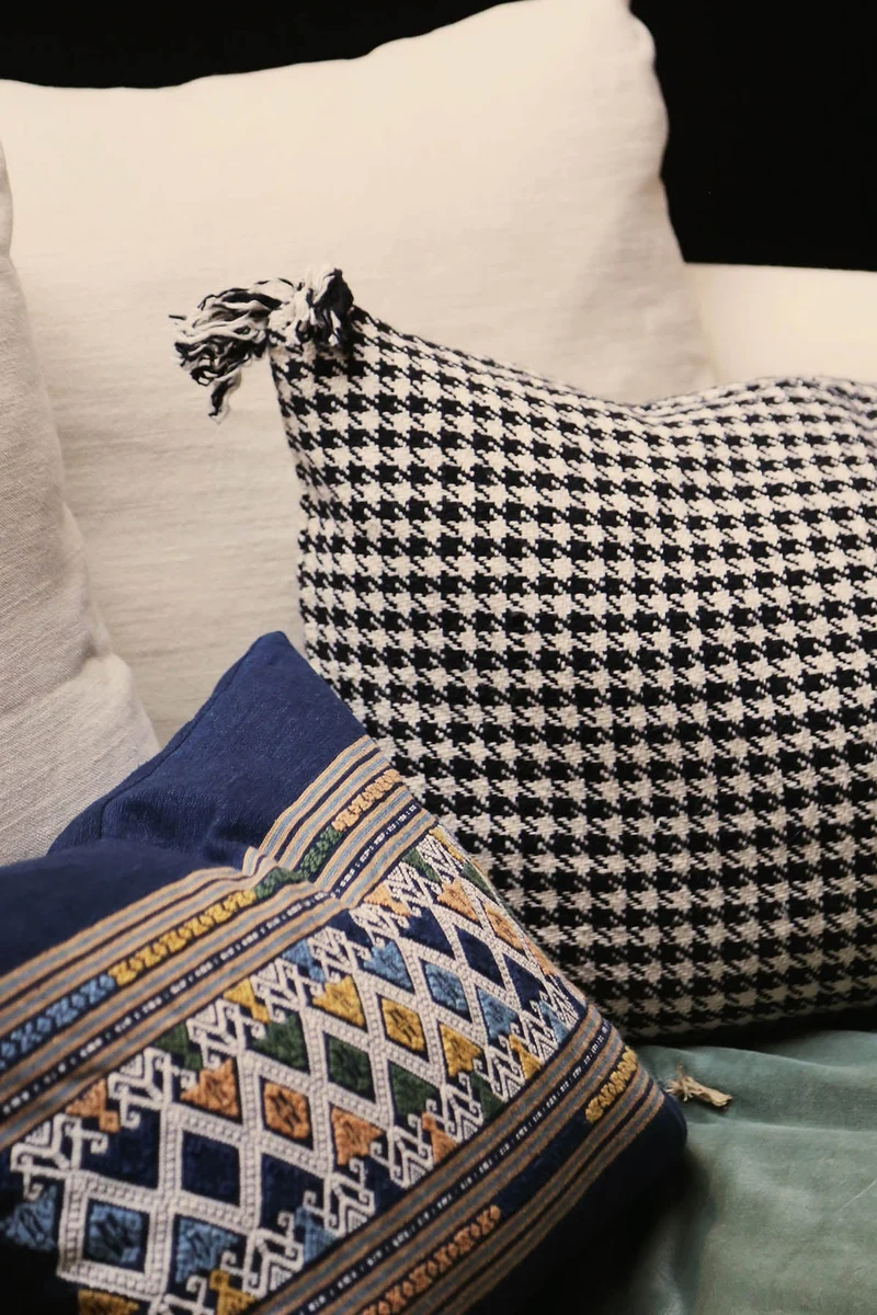 Housse de coussin pied de poule