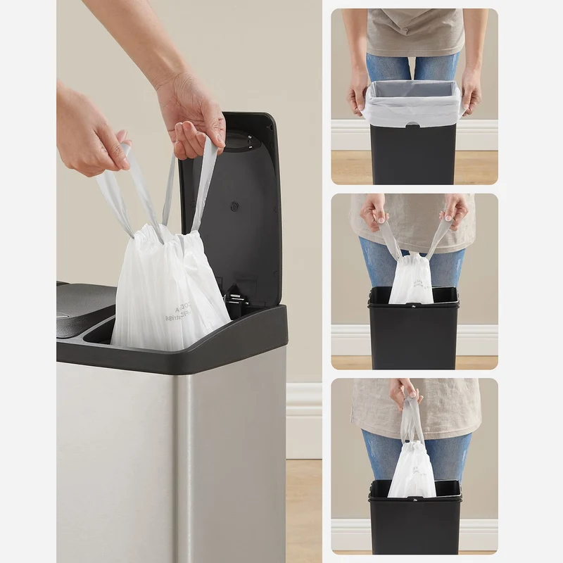 Lot de 90 sacs poubelles 8L étanches pour tri et transport pratiques 37 x 42 cm en plastique blanc 12_0010234